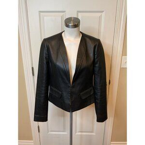 BCBG Max Azria Black Vegan Leather Cropped Cruz Jacket, Size Small